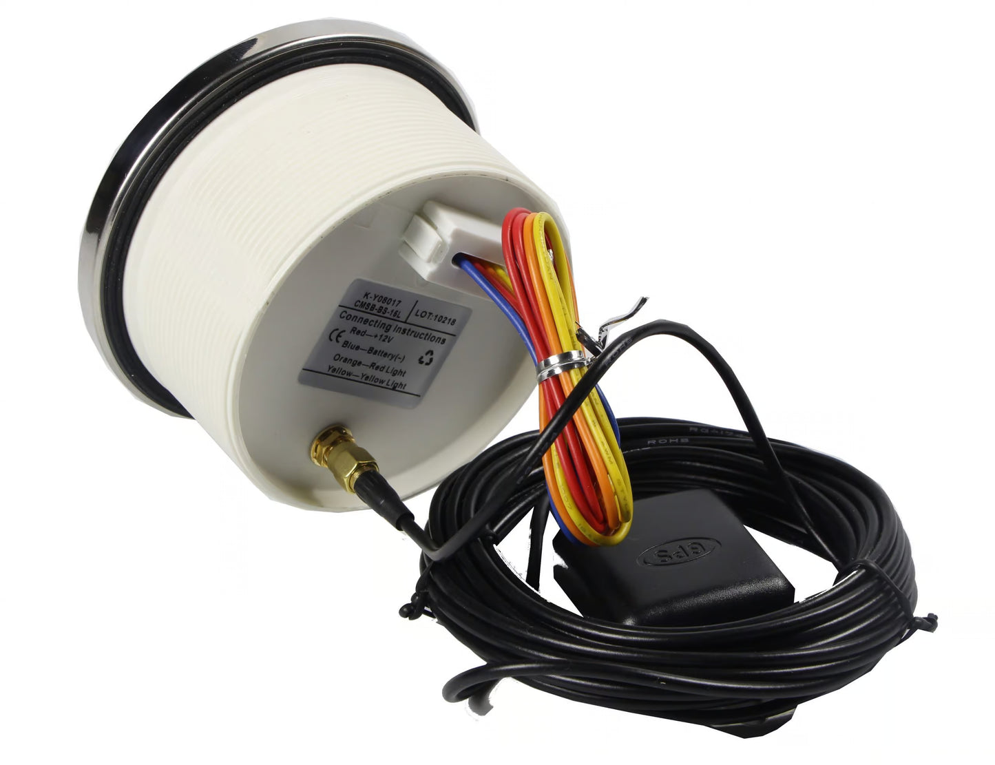 KUS GPS-Geschwindigkeitsanzeige bis 60 Knoten und 110 km/h, weiß mit Edelstahllünette