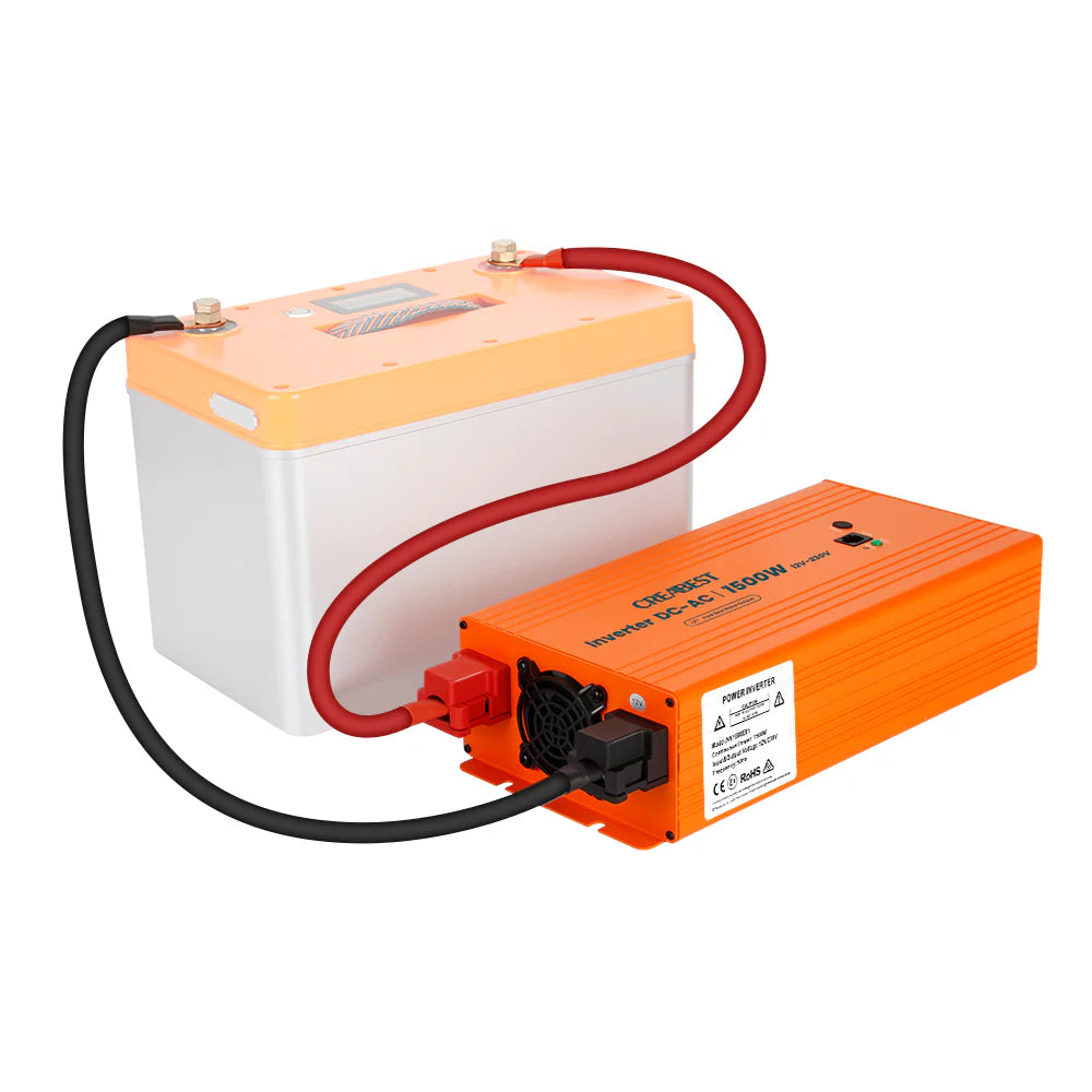 CREABEST 1500W Wechselrichter 12V auf 230V Reiner Sinus für Wohnmobil, Off Grid mit FI-Schalter, NVS, USV, R10, Wechselrichterkabel 25 mm² & AC Kabel (USt-befreit nach §12 Abs.3 Nr. 1 S.1 UStG) Deutschland
