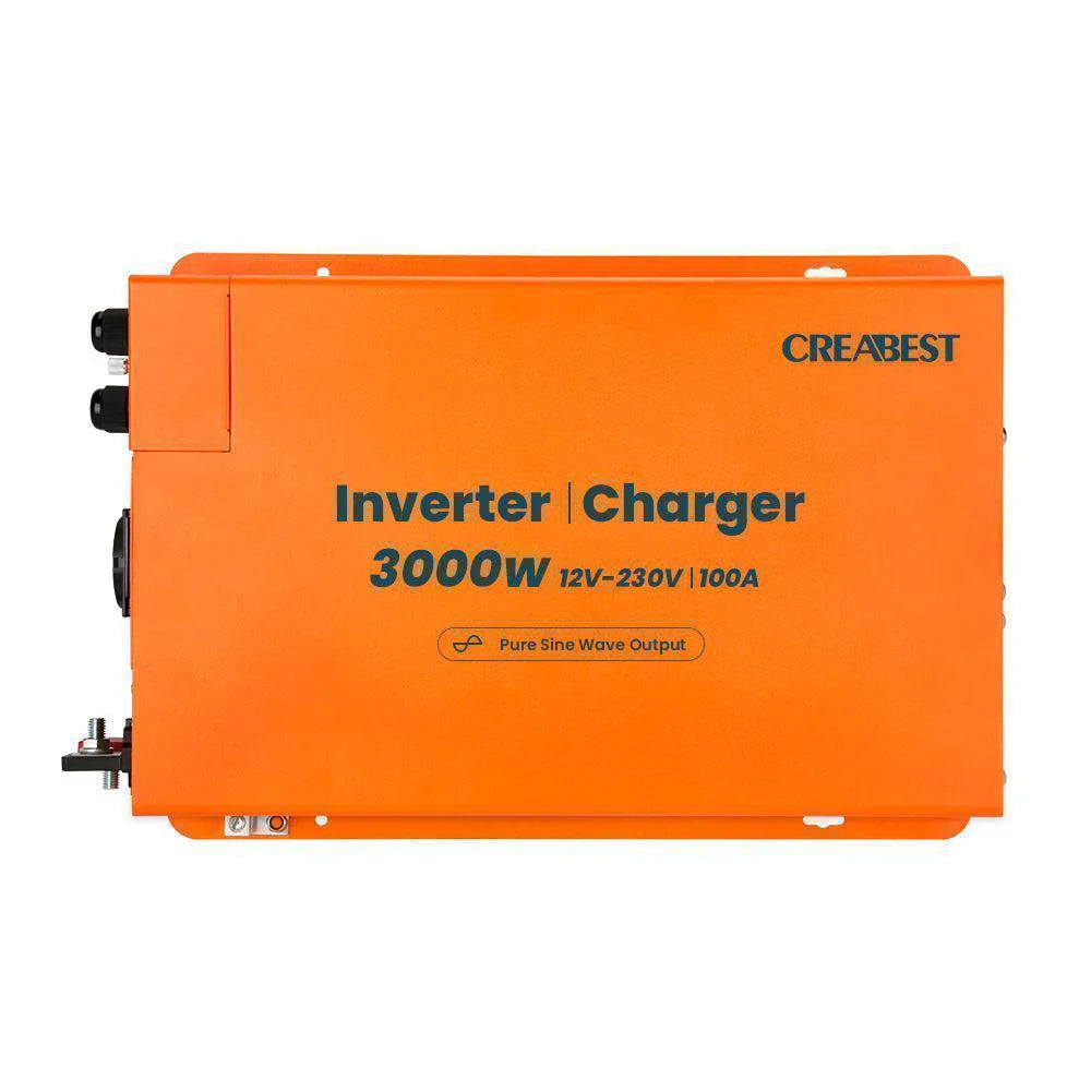 CREABEST 3000W Wechselrichter 12V auf 230V Reiner Sinus für Wohnmobil, Off Grid mit FI-Schalter, Ladegerät 100A, NVS, USV, R10, Wechselrichterkabel 50 mm² (USt-befreit nach §12 Abs.3 Nr. 1 S.1 UStG) Deutschland