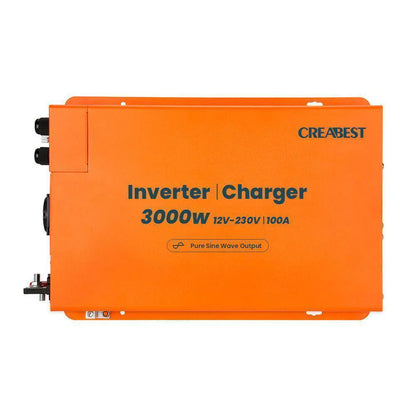 CREABEST 3000W Wechselrichter 12V auf 230V Reiner Sinus für Wohnmobil, Off Grid mit FI-Schalter, Ladegerät 100A, NVS, USV, R10, Wechselrichterkabel 50 mm² (USt-befreit nach §12 Abs.3 Nr. 1 S.1 UStG) Deutschland