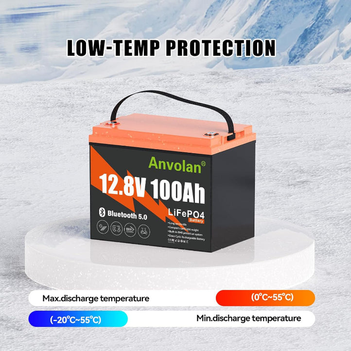 12V 100Ah LiFePO4 Lithium Batterie mit Bluetooth