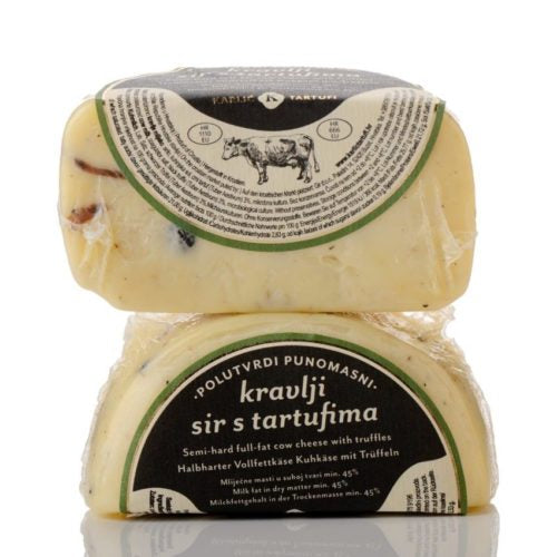 Truffle cheese – cow cheese with black truffles approx. 350g