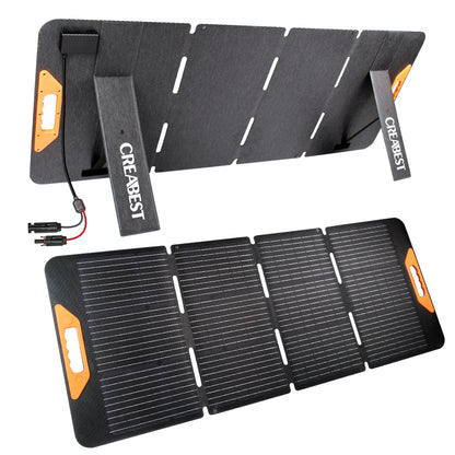 CREABEST Faltbares Solarpanel Solarmodul 100W für Powerstation Camping Wohnmobil mit USB-Anschluss