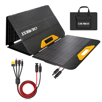 CREABEST Faltbares Solarpanel Solarmodul 100W für Powerstation Camping Wohnmobil mit USB-Anschluss