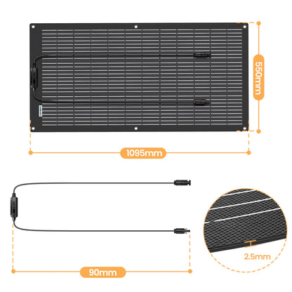 CREABEST Flexible Solar Panel 100W per Camping Wohnmobil Wohnwagen Solaranlage für Boote