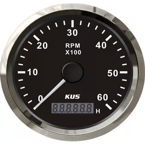 Instrumentenset von KUS für Benzin-Innenbordmotoren (EU-Norm), schwarz mit GPS bis 30 Knoten