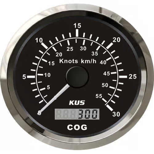 Instrumentenset von KUS für Benzin-Innenbordmotoren (EU-Norm), schwarz mit GPS bis 30 Knoten