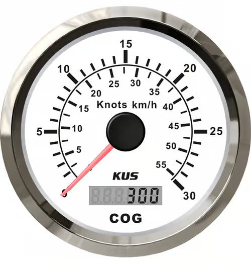 Instrumentenset von KUS für Benzin-Innenbordmotoren (EU-Norm), weiß mit GPS bis 30 Knoten