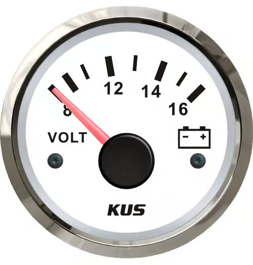 KUS Voltmeter weiß mit Edelstahllünette