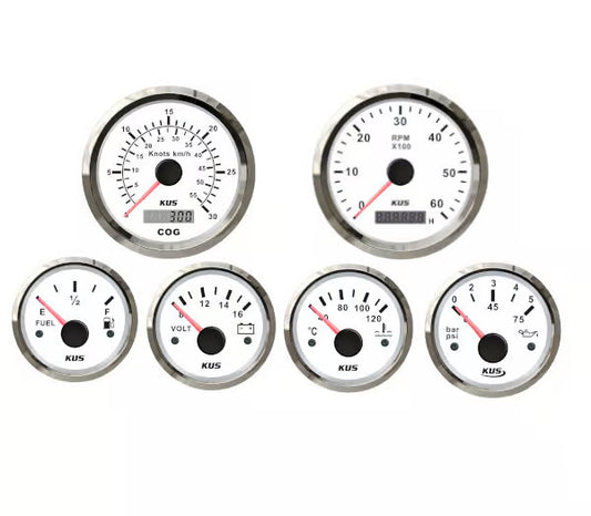 KUS Instrumentenset von KUS für Benzin-Innenbordmotoren (EU-Norm u. US), weiß mit GPS bis 30 Knoten