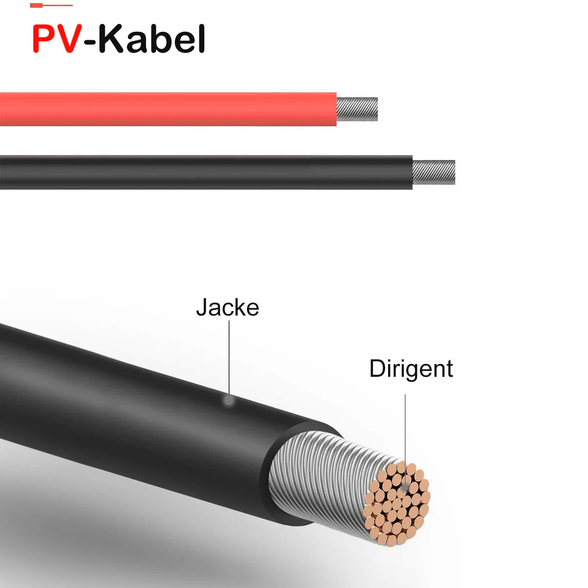 CREABEST 6mm² Solarmodule Verbindungskabel, 10 AWG Solar Panel Verlängerungskabel Solar Anschlusskabel mit ein paar Kabelstecker für Photovoltaik Montage (3m Rot + 3m Schwarz)