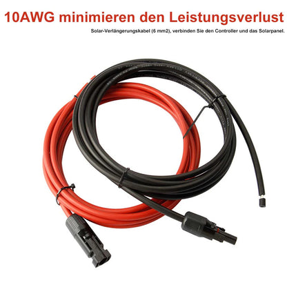 Cable de conexión de módulo solar CREABEST de 6 mm², cable de extensión de panel solar de 10 AWG, cable de conexión solar con un par de conectores de cable para instalación fotovoltaica (3 m rojo + 3 m negro)