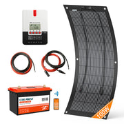 CREABEST Solaranlage für Wohnmobil / Wohnwagen / Boote / Camping 100W Flexible mit Batterie