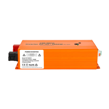 CREABEST 1500W Wechselrichter 12V auf 230V Reiner Sinus für Wohnmobil, Off Grid mit FI-Schalter, NVS, USV, R10, Wechselrichterkabel 25 mm² & AC Kabel (USt-befreit nach §12 Abs.3 Nr. 1 S.1 UStG) Deutschland