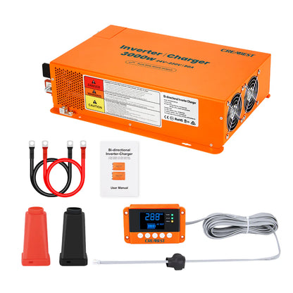 CREABEST 3000W Wechselrichter 24V auf 230V Reiner Sinus für Wohnmobil, Off Grid mit FI-Schalter, Ladegerät 50A, NVS, USV, R10, Wechselrichterkabel 25 mm² Preis inkl. MwSt. (USt-befreit nach §12 Abs.3 Nr. 1 S.1 UStG) Lieferung Deutschland