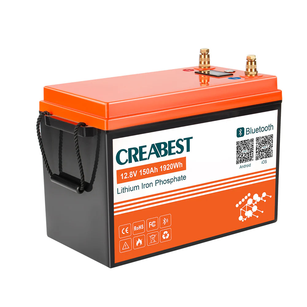 CREABEST LiFePO4 Akku 150Ah 12.8V für Wohnmobil, Wohnwagen, Camping, Solaranlagen, Off-Grid, Boot mit Bluetooth