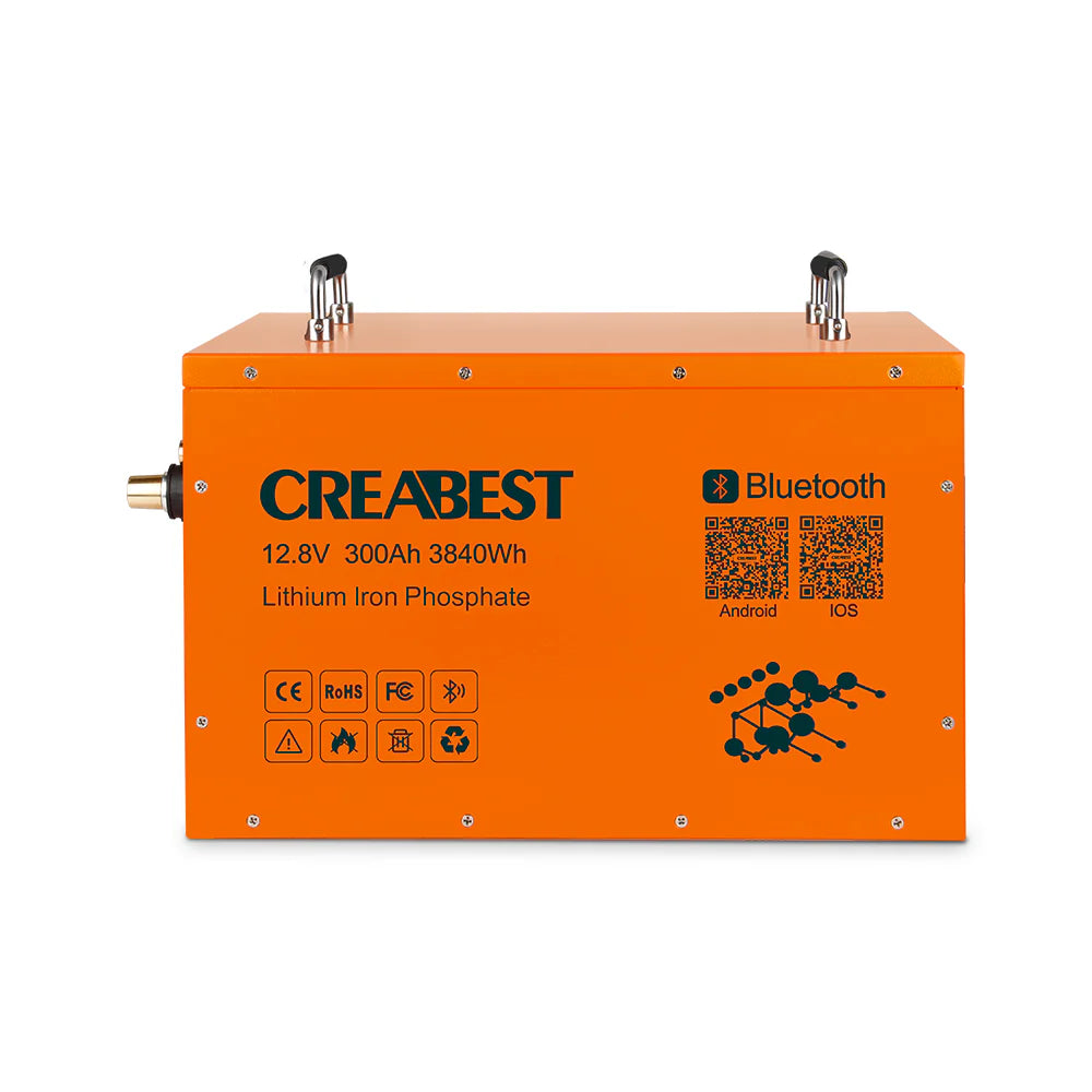 CREABEST LiFePO4 Akku 300Ah 12.8V für Wohnmobil, Wohnwagen, Camping, Solaranlagen, Off-Grid, Backup Stromversorgung mit Bluetooth