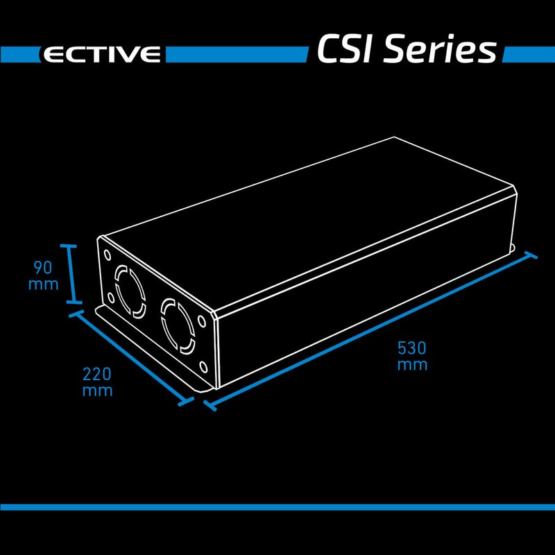 ECTIVE CSI 25 2500W/12V Sinus-Wechselrichter mit Ladegerät, NVS- und USV-Funktion