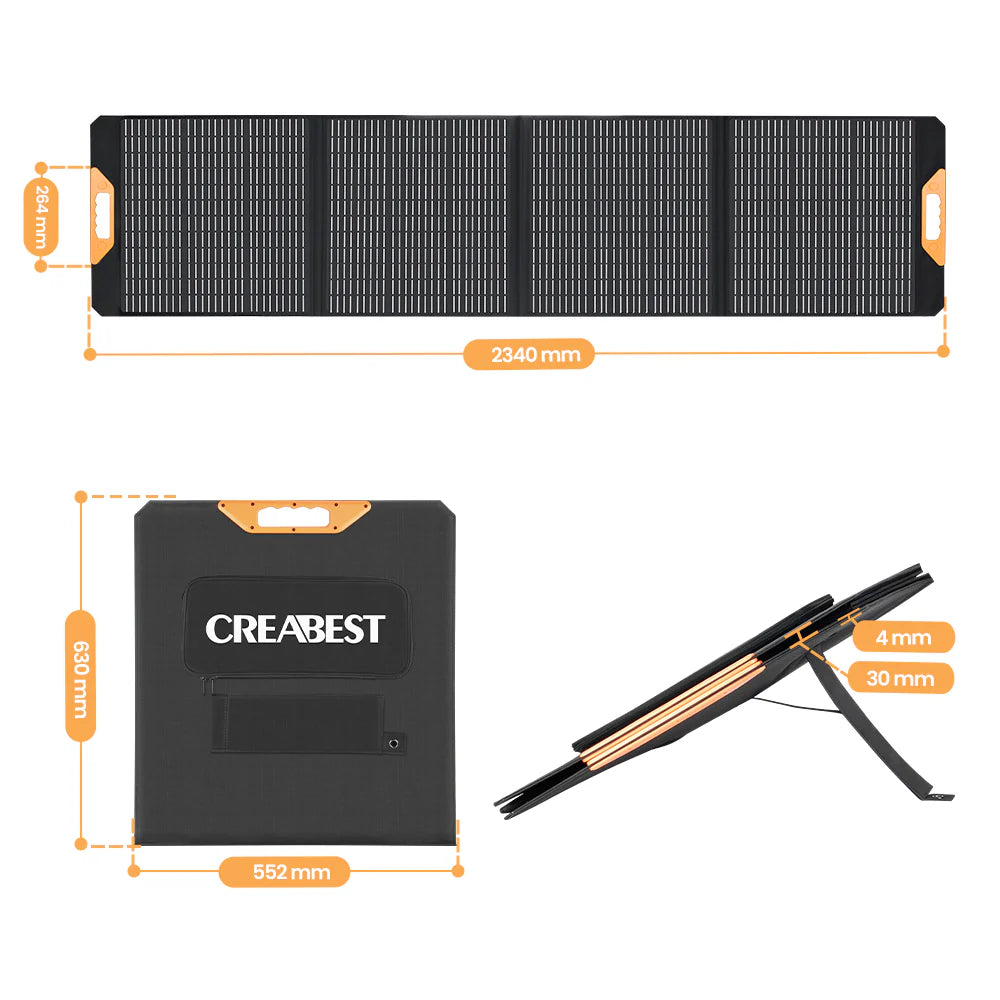 CREABEST Faltbares Solarpanel Solarmodul 200W für Powerstation Camping Wohnmobil