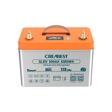 CREABEST 12V 100Ah LiFePO4 Batterie Mit Bluetooth & BMS – 1280W, Für Solar & Off-Grid, Tiefzyklusfest