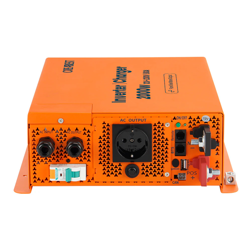 CREABEST 2000W Wechselrichter 12V auf 230V Reiner Sinus für Wohnmobil, Off Grid mit FI-Schalter, Ladegerät 80A, NVS, USV, R10, Wechselrichterkabel 35 mm²(USt-befreit nach §12 Abs.3 Nr. 1 S.1 UStG) Deutschland