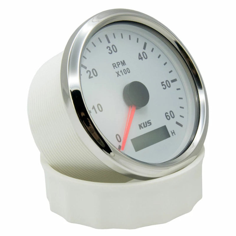 KUS Drehzahlmesser bis 6000 U/Min weiß mit Edelstahllünette