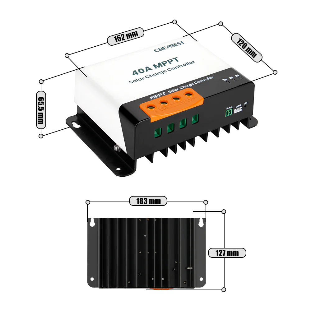 CREABEST Solar laderegler MPPT 40A mit Bluetooth