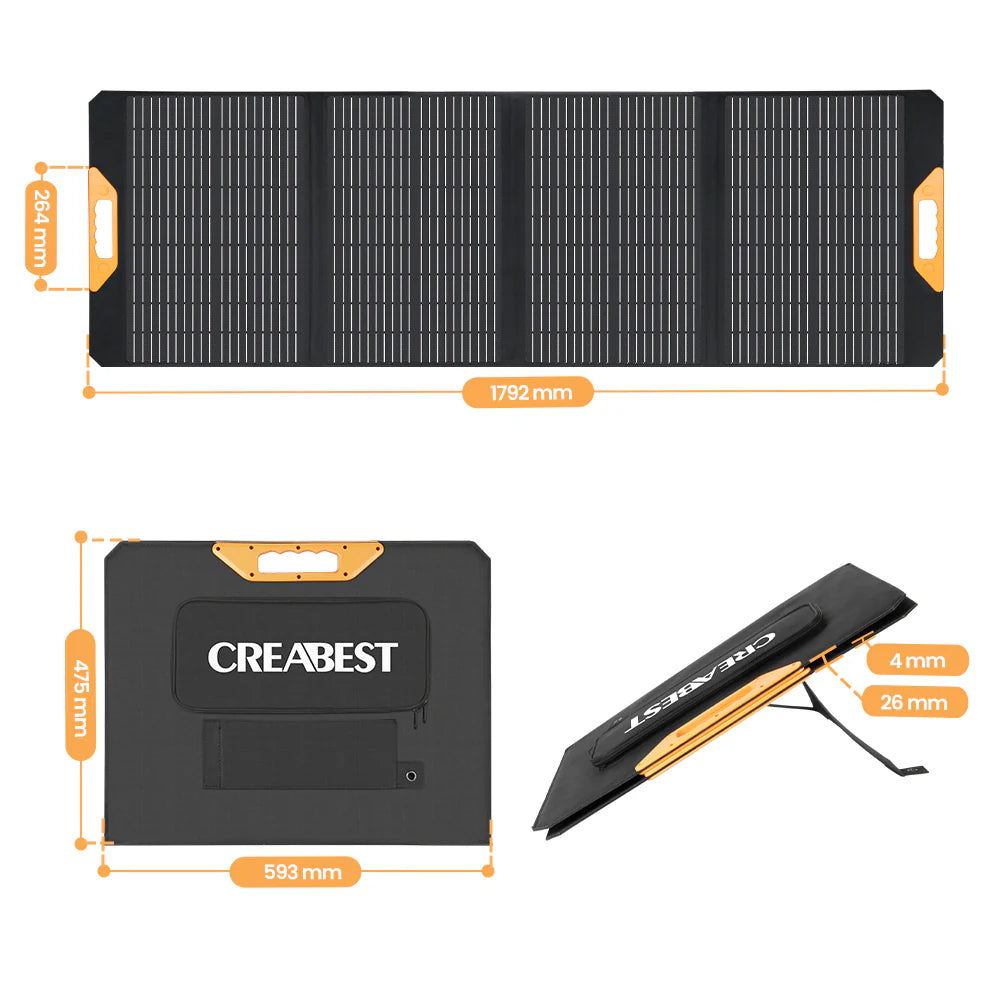 CREABEST Faltbares Solarpanel Solarmodul 160W für Powerstation Camping Wohnmobil