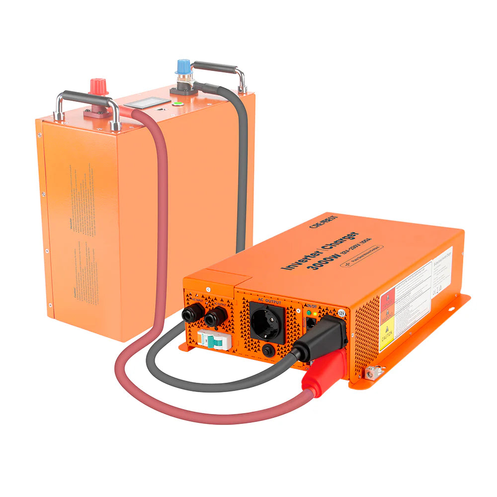 CREABEST 3000W Wechselrichter 12V auf 230V Reiner Sinus für Wohnmobil, Off Grid mit FI-Schalter, Ladegerät 100A, NVS, USV, R10, Wechselrichterkabel 50 mm² (USt-befreit nach §12 Abs.3 Nr. 1 S.1 UStG) Deutschland