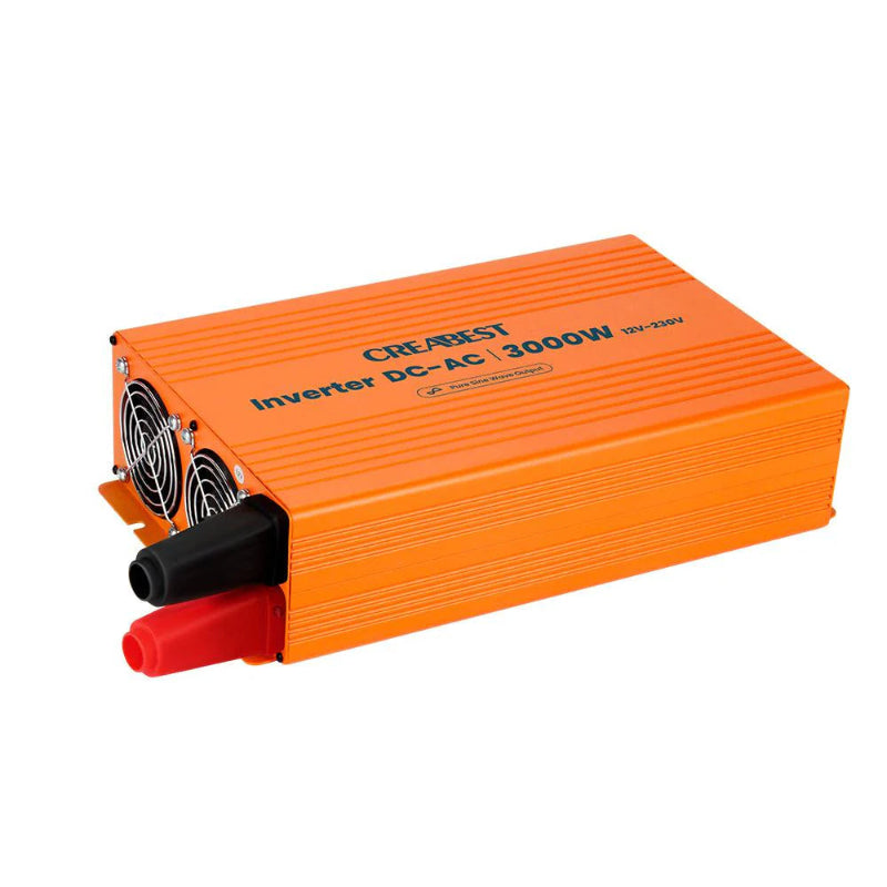 CREABEST 3000W Wechselrichter 12V auf 230V Reiner Sinus für Wohnmobil, Off Grid mit FI-Schalter, NVS, USV, R10, Wechselrichterkabel 50 mm² & AC Kabel (USt-befreit nach §12 Abs.3 Nr. 1 S.1 UStG) Deutschland