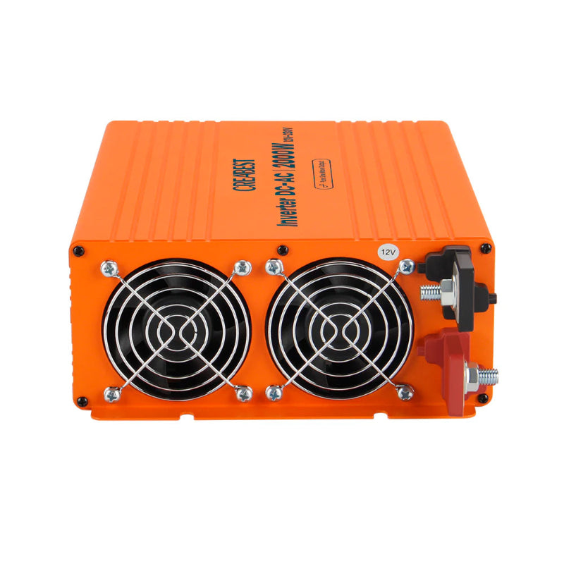 CREABEST 2000W Wechselrichter 12V auf 230V Reiner Sinus für Wohnmobil, Off Grid mit FI-Schalter, NVS, USV, R10, Wechselrichterkabel 35 mm² & AC Kabel