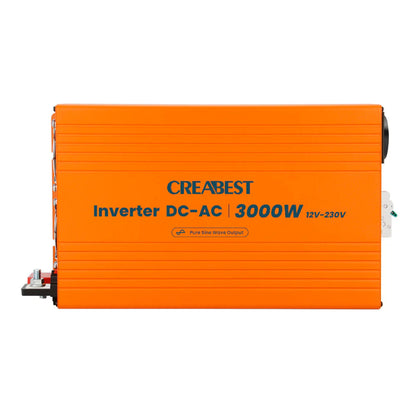 CREABEST 3000W Wechselrichter 12V auf 230V Reiner Sinus für Wohnmobil, Off Grid mit FI-Schalter, NVS, USV, R10, Wechselrichterkabel 50 mm² & AC Kabel (USt-befreit nach §12 Abs.3 Nr. 1 S.1 UStG) Deutschland
