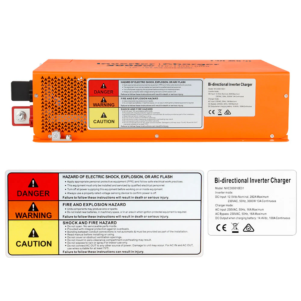 CREABEST 3000W Wechselrichter 12V auf 230V Reiner Sinus für Wohnmobil, Off Grid mit FI-Schalter, Ladegerät 100A, NVS, USV, R10, Wechselrichterkabel 50 mm² (USt-befreit nach §12 Abs.3 Nr. 1 S.1 UStG) Deutschland