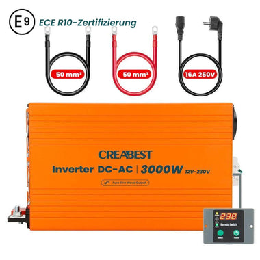 CREABEST 3000W Wechselrichter 12V auf 230V Reiner Sinus für Wohnmobil, – Nautik&Meehr