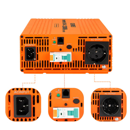 CREABEST 2000W Wechselrichter 12V auf 230V Reiner Sinus für Wohnmobil, Off Grid mit FI-Schalter, NVS, USV, R10, Wechselrichterkabel 35 mm² & AC Kabel